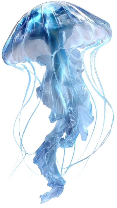 3D Blue Jellyfish Illustration