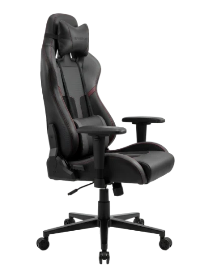 Ergonomic Black Gaming Chair with Red Stitching Details