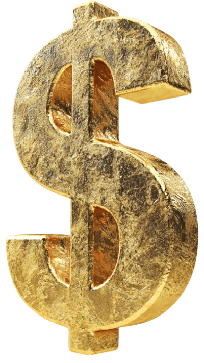 3D Golden Dollar Sign Currency Symbol