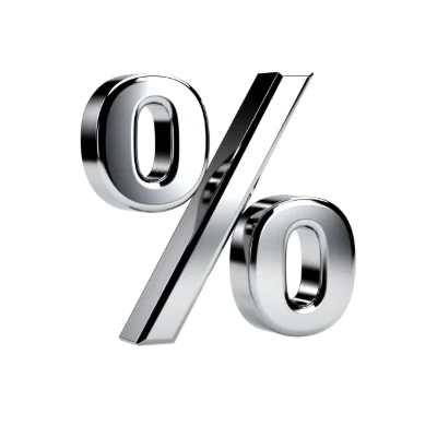 3D Metallic Percentage Symbol