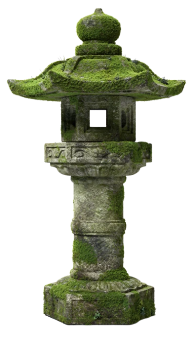 3D Japanese Stone Lantern with Mossy Texture