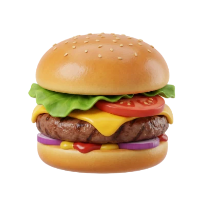 3D Render Cheeseburger