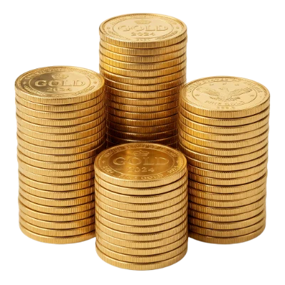 3D Render Gold Coin Stacks