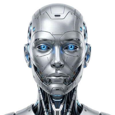 3D Silver Robot Head