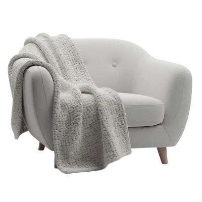 Modern 3D Armchair with Knitted Throw Blanket