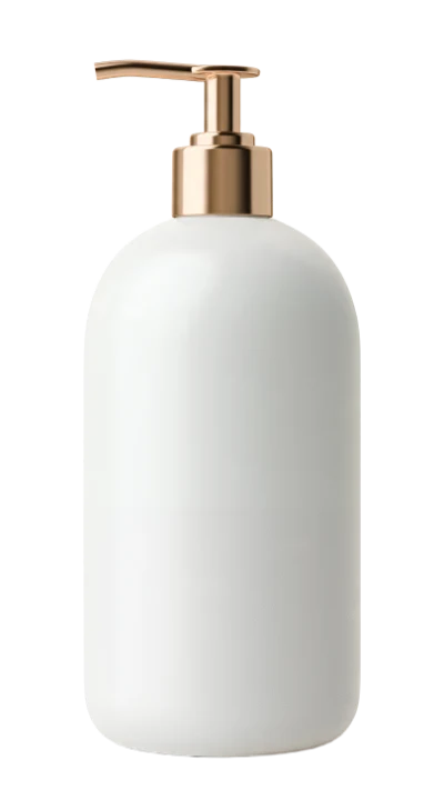 3D White Cosmetic Bottle with Gold Pump Dispenser