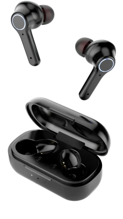 3D Black Wireless Earbuds with Charging Case