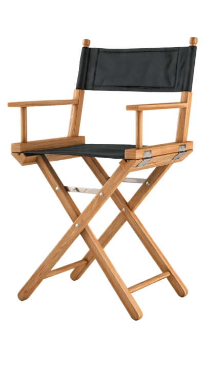3D Wooden Film Director Chair with Black Fabric Seat