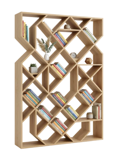 3D Wooden Geometric Bookshelf