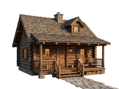 3D Wooden Log Cabin