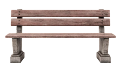 3D Wooden Park Bench