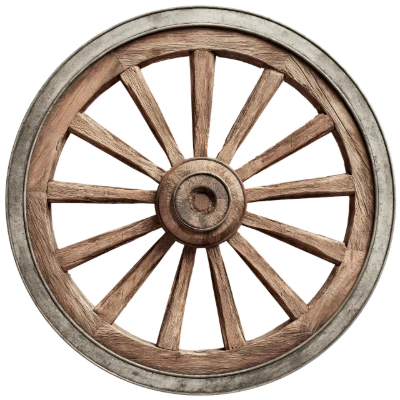 Vintage Wooden Wagon Wheel with Metal Rim