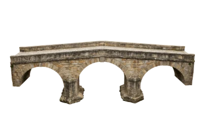 Ancient stone arch bridge with architectural masonry construction