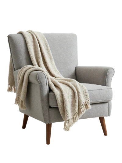Armchair With Throw Blanket