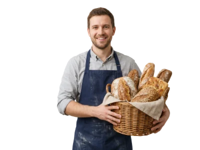 Baker Holding Bread Basket