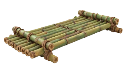 Bamboo Raft 3D Illustration