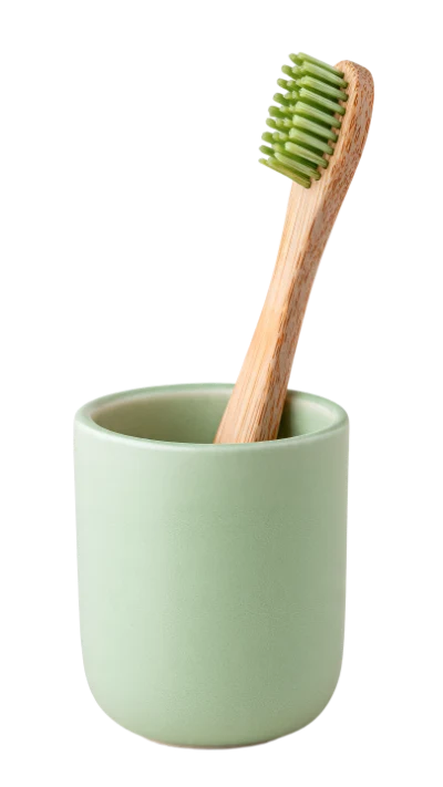 Bamboo Toothbrush In Holder