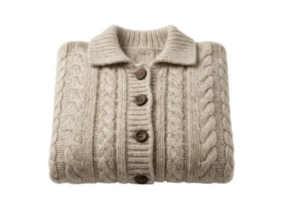 Beige Cable Knit Cardigan