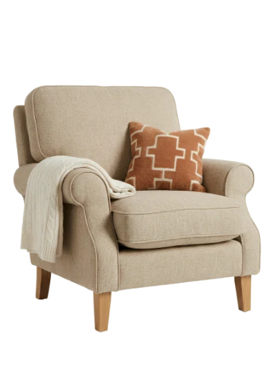 Beige Fabric Armchair
