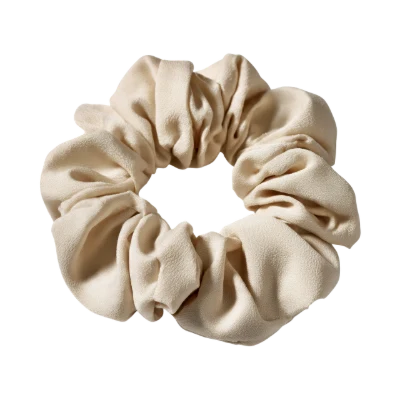 Beige Fabric Hair Scrunchie