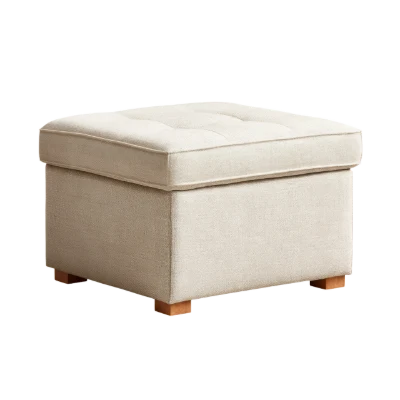 Beige Fabric Ottoman