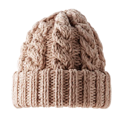 Beige Knitted Winter Beanie