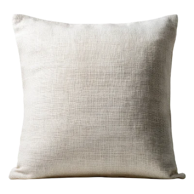 Beige Linen Throw Pillow