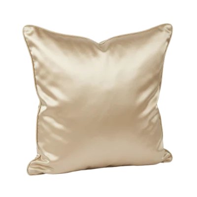 Beige Satin Throw Pillow
