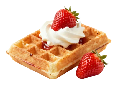 Belgian Waffle With Strawberries