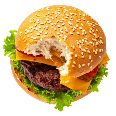 Bitten Cheeseburger With Lettuce