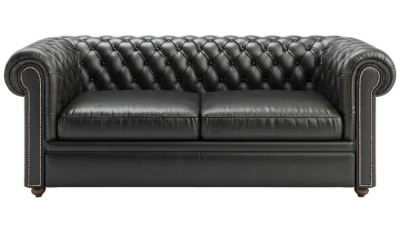 Black Leather Chesterfield Sofa