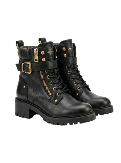 Black Leather Combat Boots