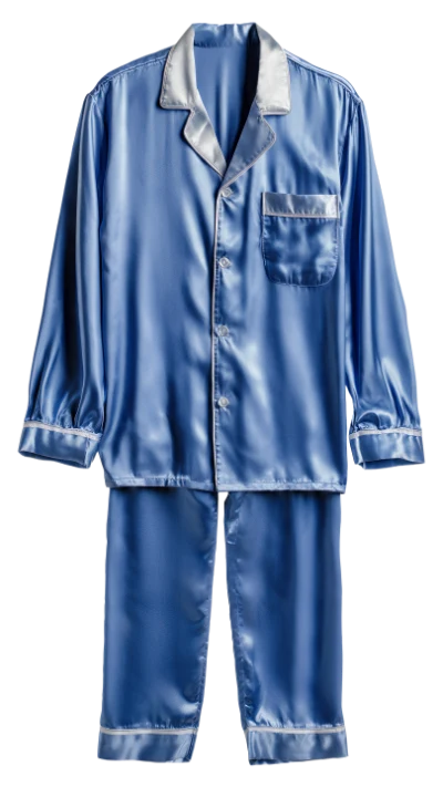 Blue Satin Pajama Set