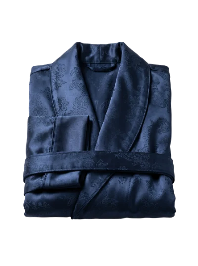 Blue Silk Bathrobe