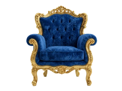 Blue Velvet 3D Render Armchair