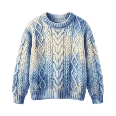 Blue Watercolor Cable Sweater