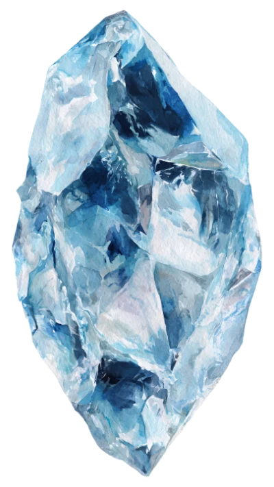 Blue Watercolor Crystal Gemstone