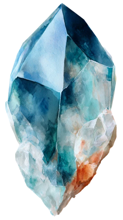 Blue Watercolor Crystal Gemstone