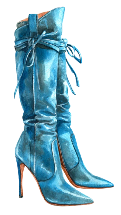 Blue Watercolor High Boots