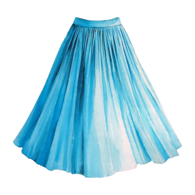 Blue Watercolor Pleated Skirt