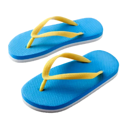 Blue Yellow Flip Flops