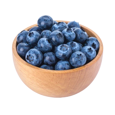Blueberries In Wooden Bowl