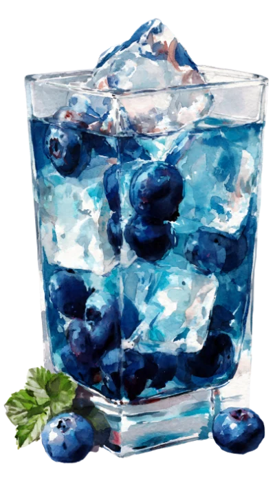 Blueberry Watercolor Cocktail Drink