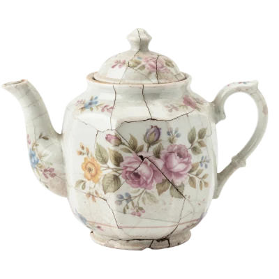 Broken Floral Porcelain Teapot