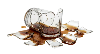Broken Glass With Coffee