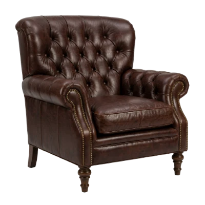 Brown Leather Chesterfield Armchair