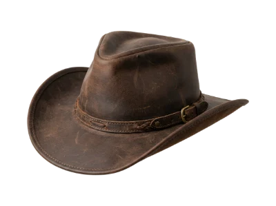 Brown Leather Cowboy Hat