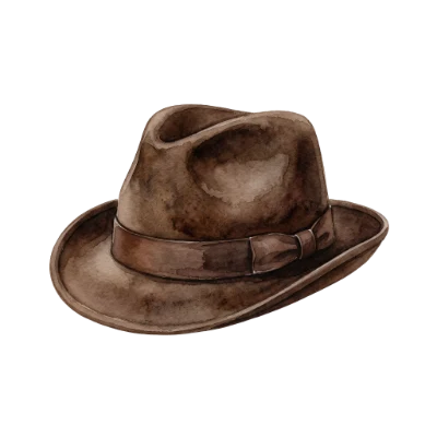 Brown Watercolor Fedora Hat