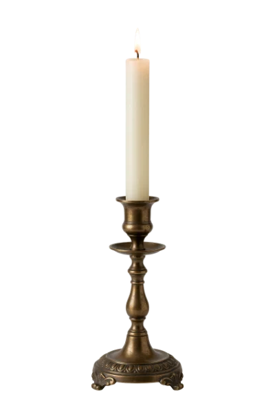 Burning Candle In Holder