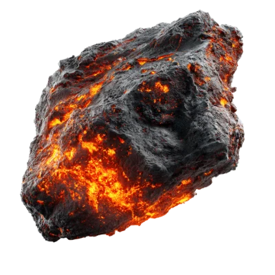 Burning Lava Asteroid 3D Render